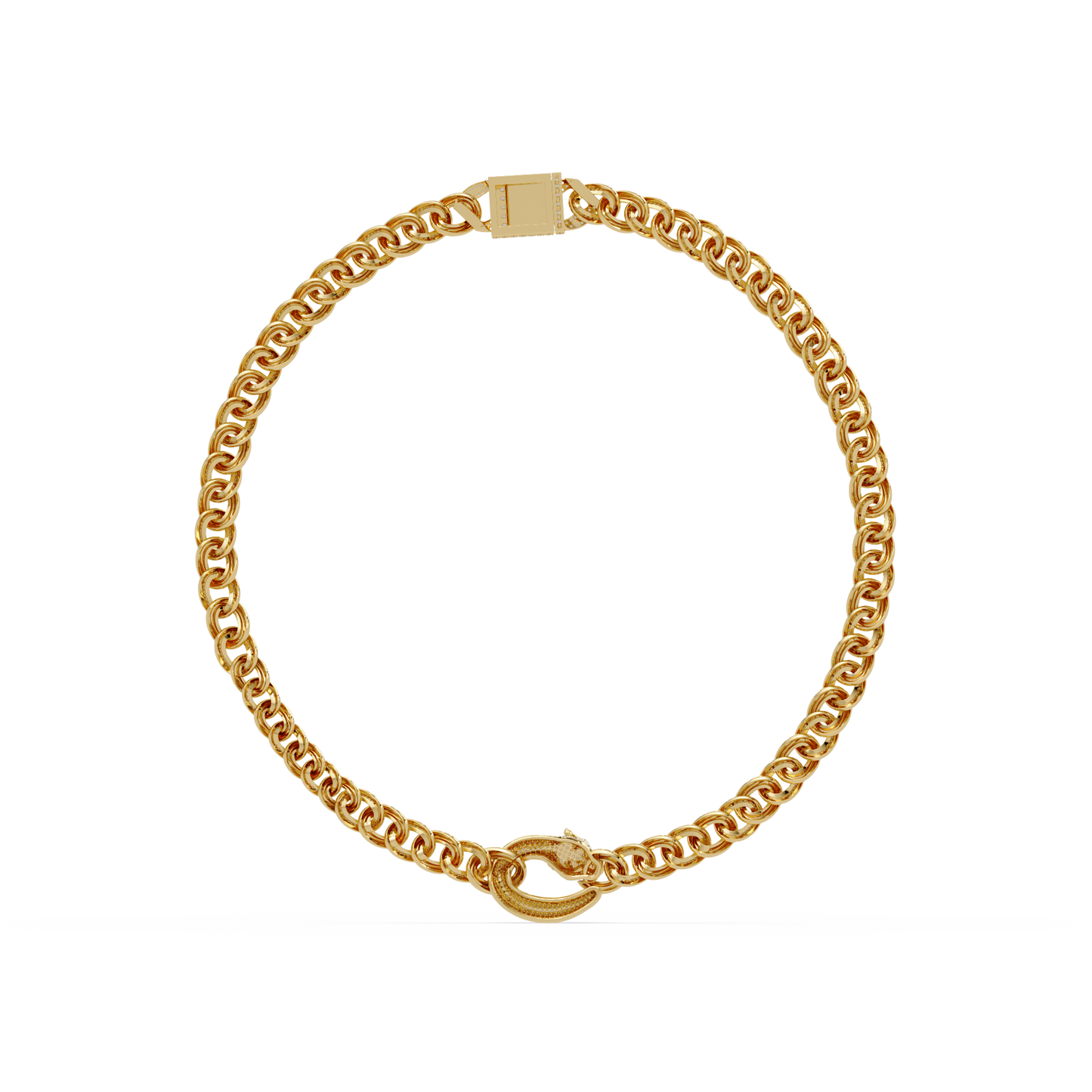 Lab Grown Round Diamond Cuban Link Circle Clasp Necklace - HIGHCARAT DIAMONDS