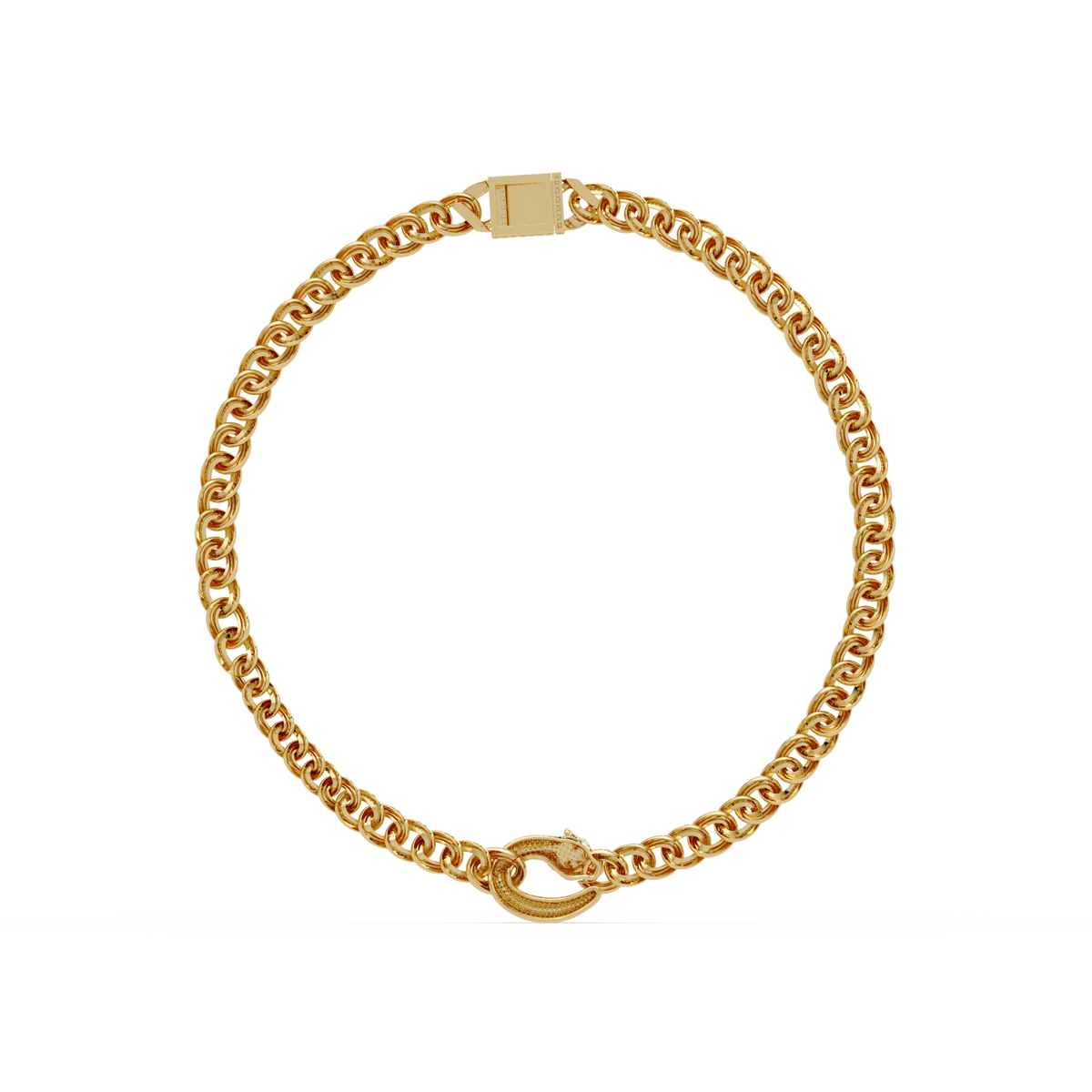 Lab Grown Round Diamond Cuban Link Circle Clasp Necklace - HIGHCARAT DIAMONDS