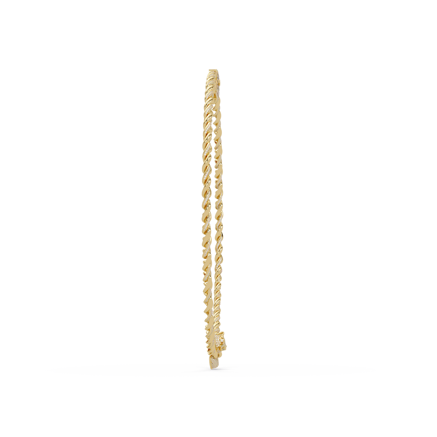 Lab Grown Round Diamond Cuban Link Circle Clasp Necklace - HIGHCARAT DIAMONDS