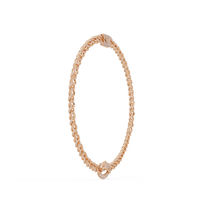 Lab Grown Round Diamond Cuban Link Circle Clasp Necklace - HIGHCARAT DIAMONDS