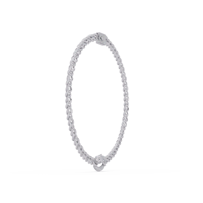Lab Grown Round Diamond Cuban Link Circle Clasp Necklace - HIGHCARAT DIAMONDS