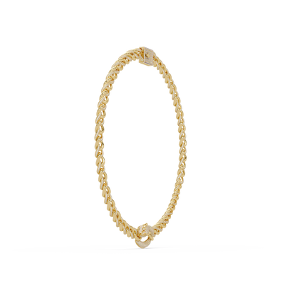 Lab Grown Round Diamond Cuban Link Circle Clasp Necklace - HIGHCARAT DIAMONDS