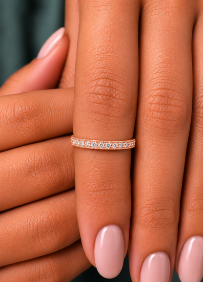 Labgrown Round Shaped Diamond Daily Use Band Ring for Her Elegant & Timeless - HIGHCARAT DIAMONDS