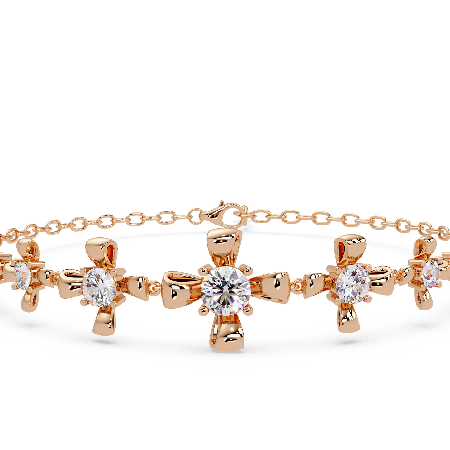 Lab Grown Round Diamond Floral Motif Bracelet - HIGHCARAT DIAMONDS