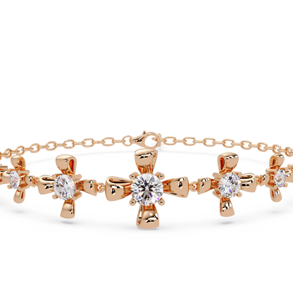 Lab Grown Round Diamond Floral Motif Bracelet - HIGHCARAT DIAMONDS
