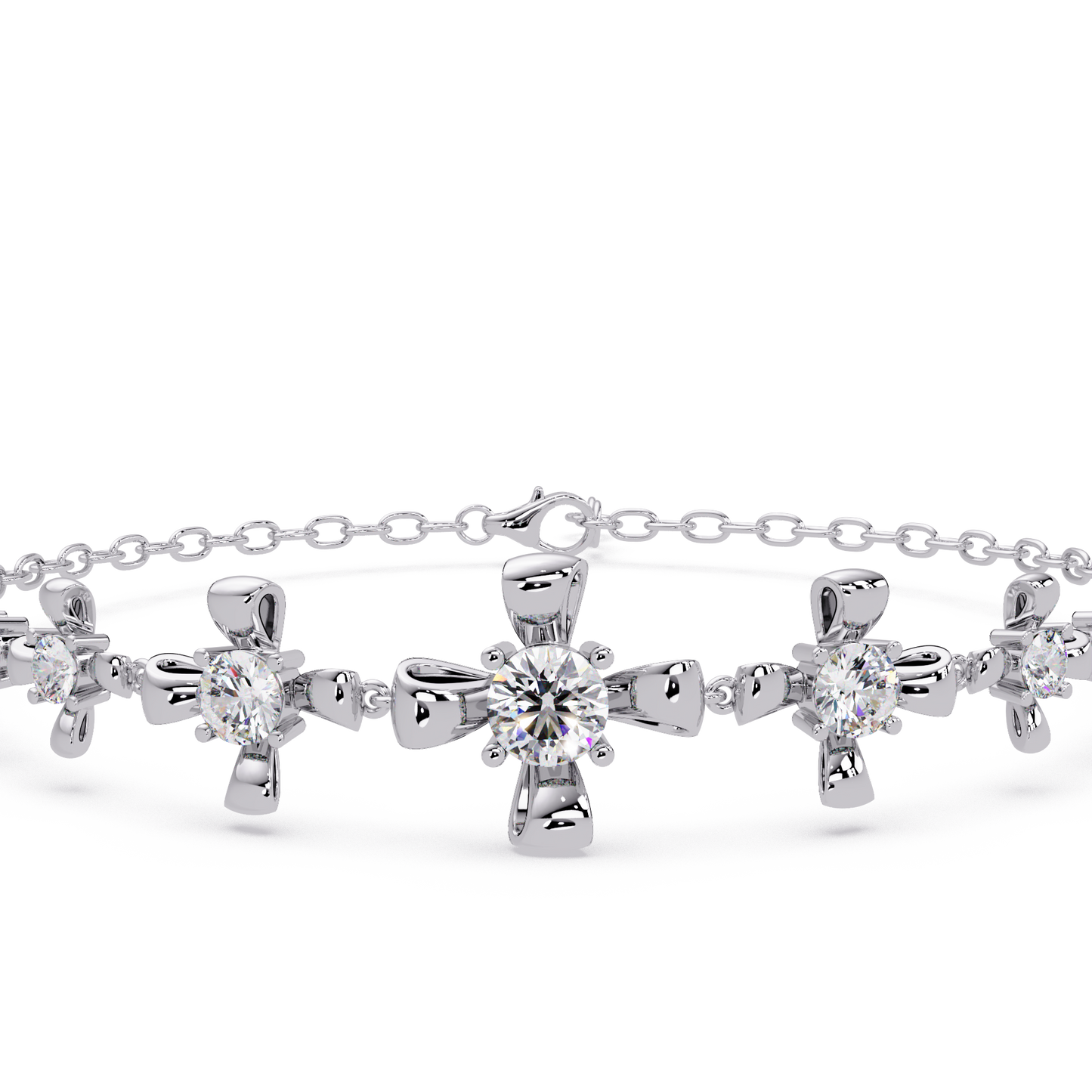 Lab Grown Round Diamond Floral Motif Bracelet - HIGHCARAT DIAMONDS