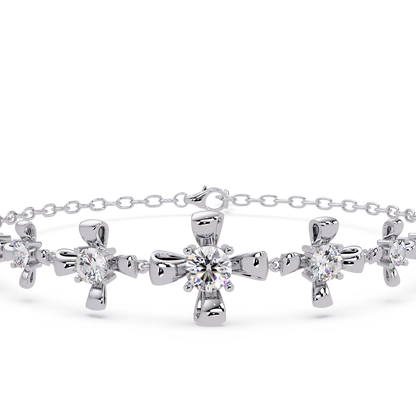 Lab Grown Round Diamond Floral Motif Bracelet - HIGHCARAT DIAMONDS