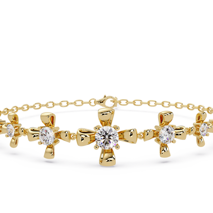 Lab Grown Round Diamond Floral Motif Bracelet - HIGHCARAT DIAMONDS