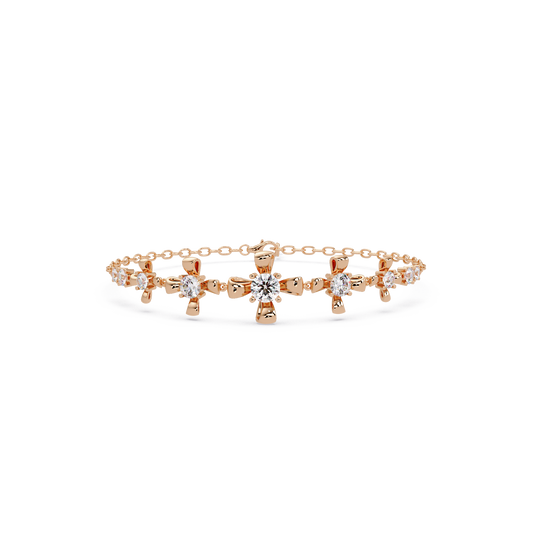 Lab Grown Round Diamond Floral Motif Bracelet - HIGHCARAT DIAMONDS