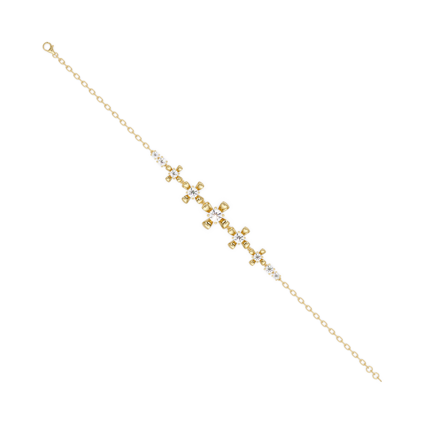 Lab Grown Round Diamond Floral Motif Bracelet - HIGHCARAT DIAMONDS