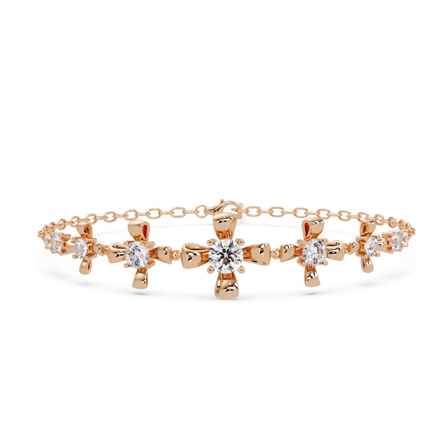 Lab Grown Round Diamond Floral Motif Bracelet - HIGHCARAT DIAMONDS
