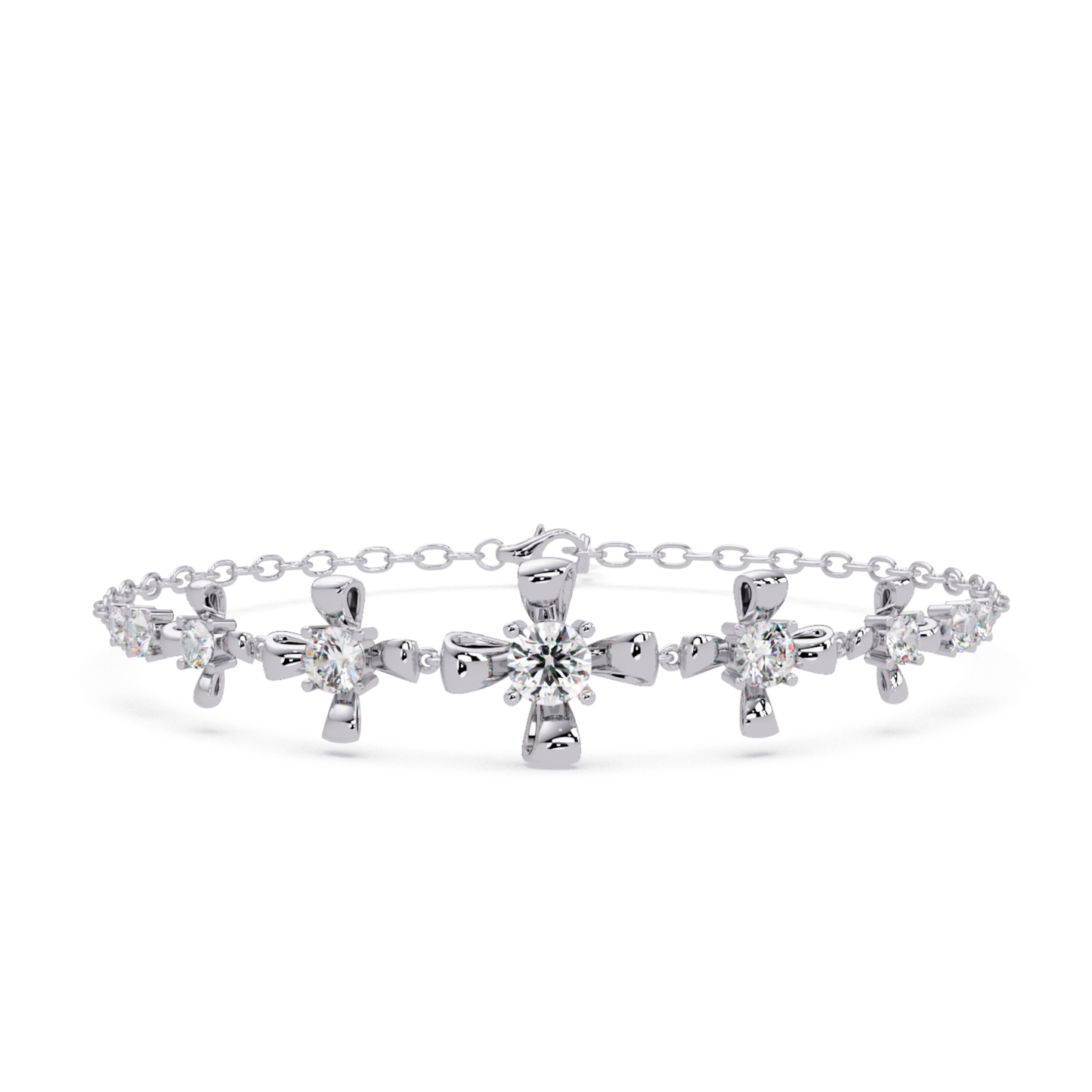 Lab Grown Round Diamond Floral Motif Bracelet - HIGHCARAT DIAMONDS