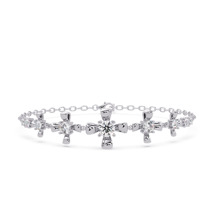 Lab Grown Round Diamond Floral Motif Bracelet - HIGHCARAT DIAMONDS