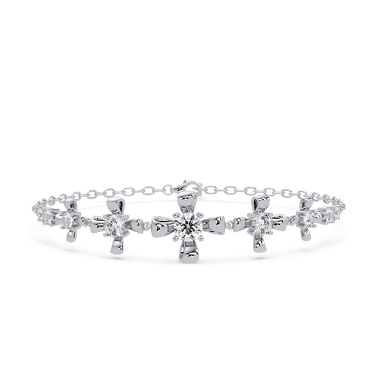 Lab Grown Round Diamond Floral Motif Bracelet - HIGHCARAT DIAMONDS