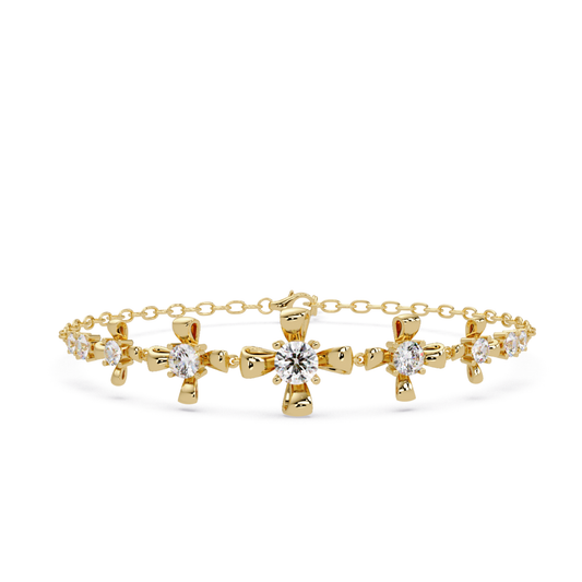 Lab Grown Round Diamond Floral Motif Bracelet - HIGHCARAT DIAMONDS