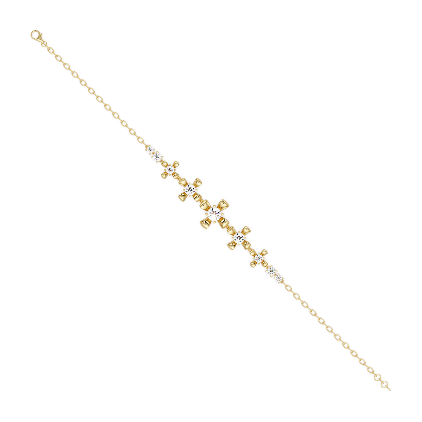 Lab Grown Round Diamond Floral Motif Bracelet - HIGHCARAT DIAMONDS