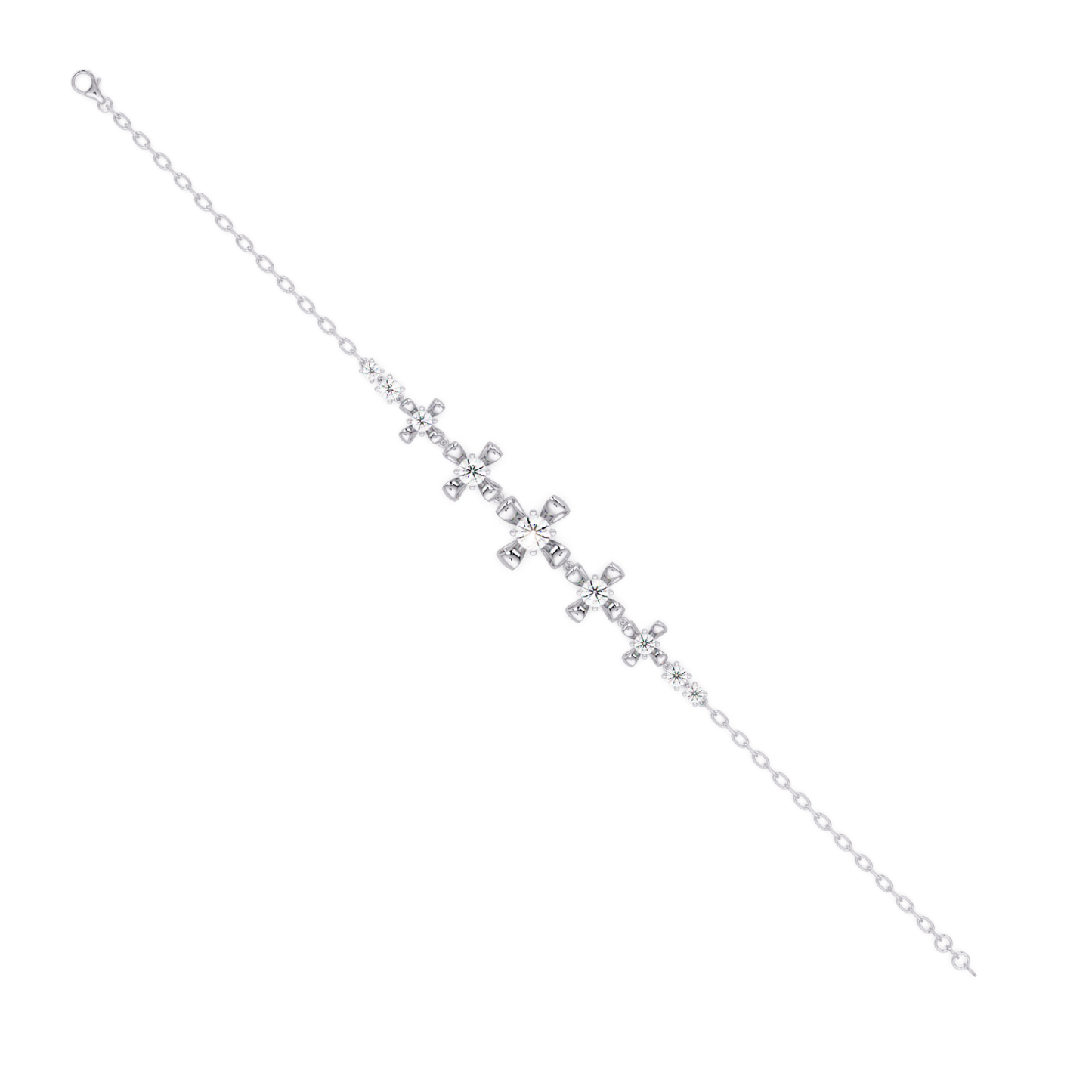 Lab Grown Round Diamond Floral Motif Bracelet - HIGHCARAT DIAMONDS