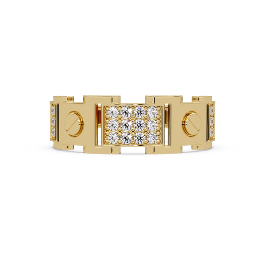 Round Lab grown Diamond Center Wide Band Ring - HIGHCARAT DIAMONDS