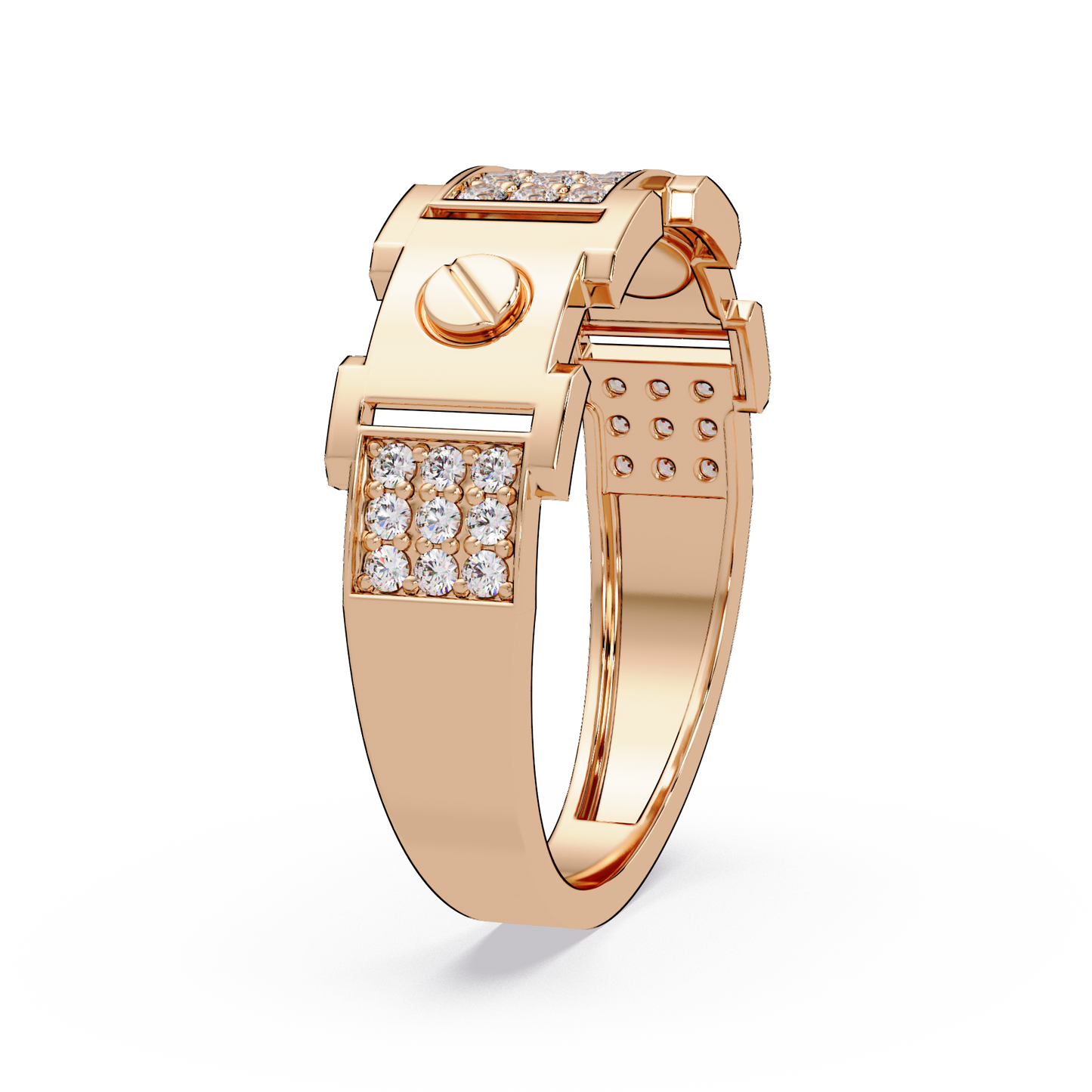 Round Lab grown Diamond Center Wide Band Ring - HIGHCARAT DIAMONDS