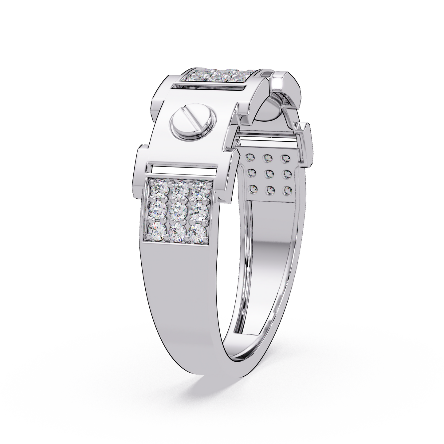 Round Lab grown Diamond Center Wide Band Ring - HIGHCARAT DIAMONDS