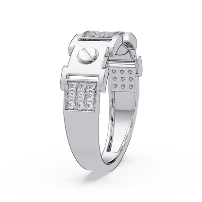 Round Lab grown Diamond Center Wide Band Ring - HIGHCARAT DIAMONDS
