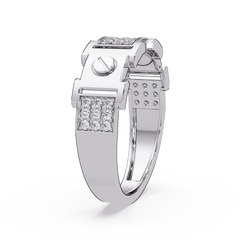 Round Lab grown Diamond Center Wide Band Ring - HIGHCARAT DIAMONDS