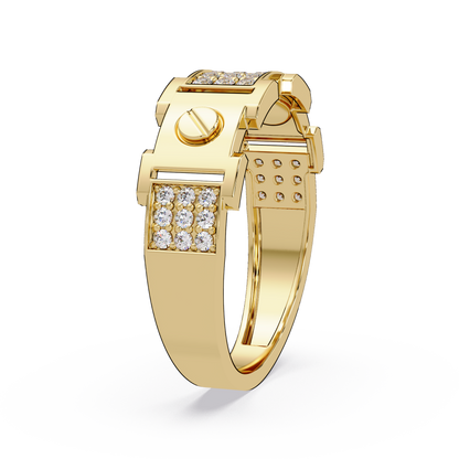 Round Lab grown Diamond Center Wide Band Ring - HIGHCARAT DIAMONDS