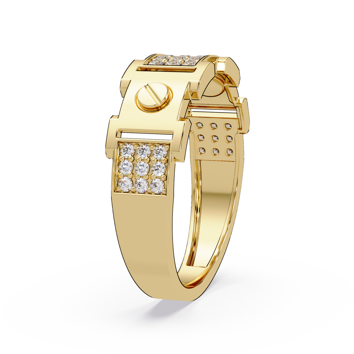 Round Lab grown Diamond Center Wide Band Ring - HIGHCARAT DIAMONDS