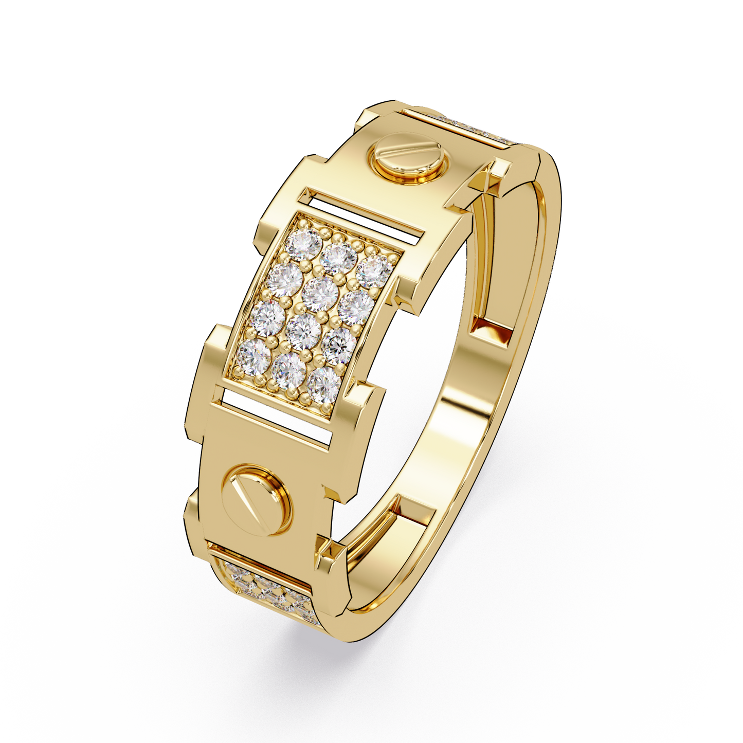 Round Lab grown Diamond Center Wide Band Ring - HIGHCARAT DIAMONDS