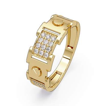 Round Lab grown Diamond Center Wide Band Ring - HIGHCARAT DIAMONDS
