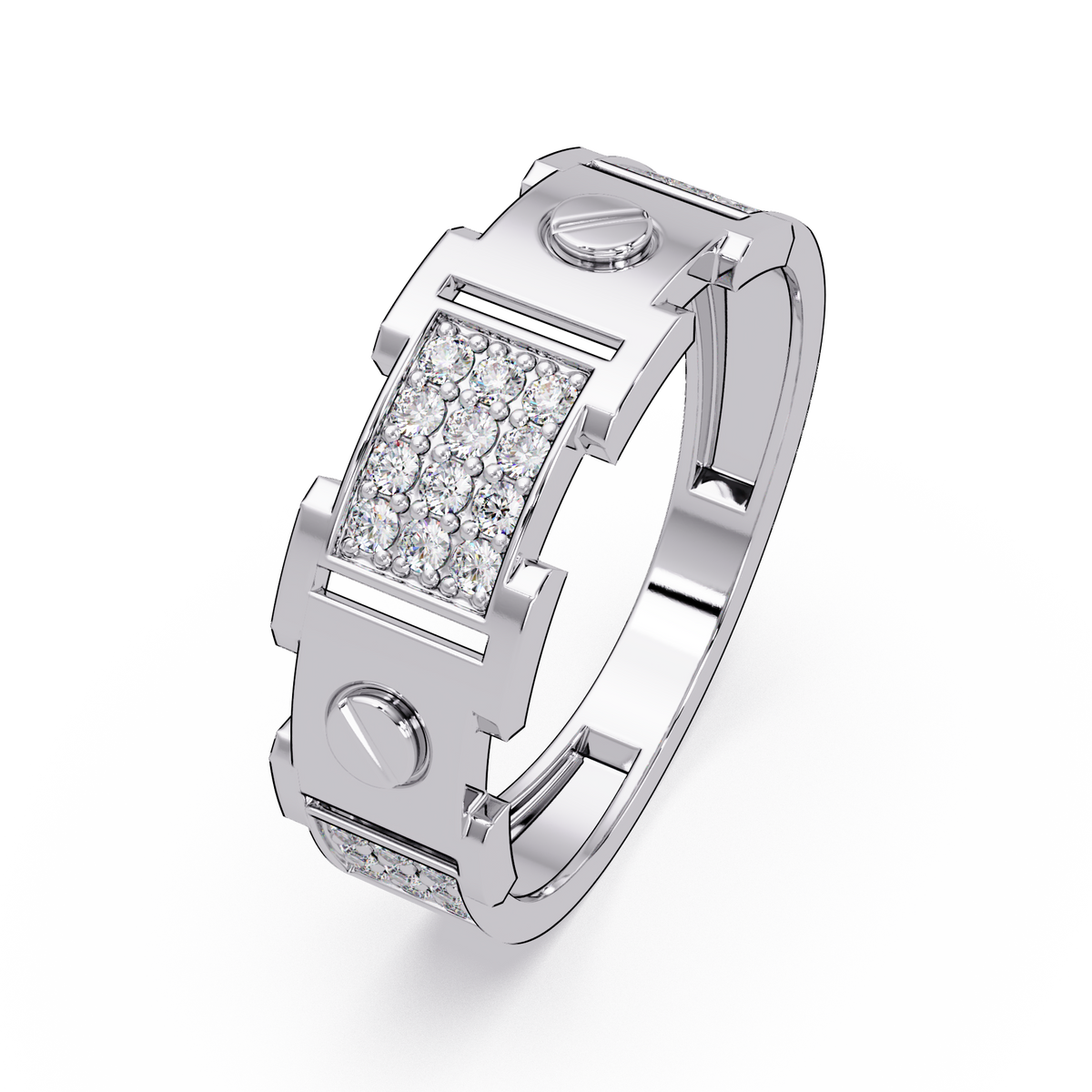 Round Lab grown Diamond Center Wide Band Ring - HIGHCARAT DIAMONDS