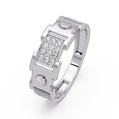Round Lab grown Diamond Center Wide Band Ring - HIGHCARAT DIAMONDS