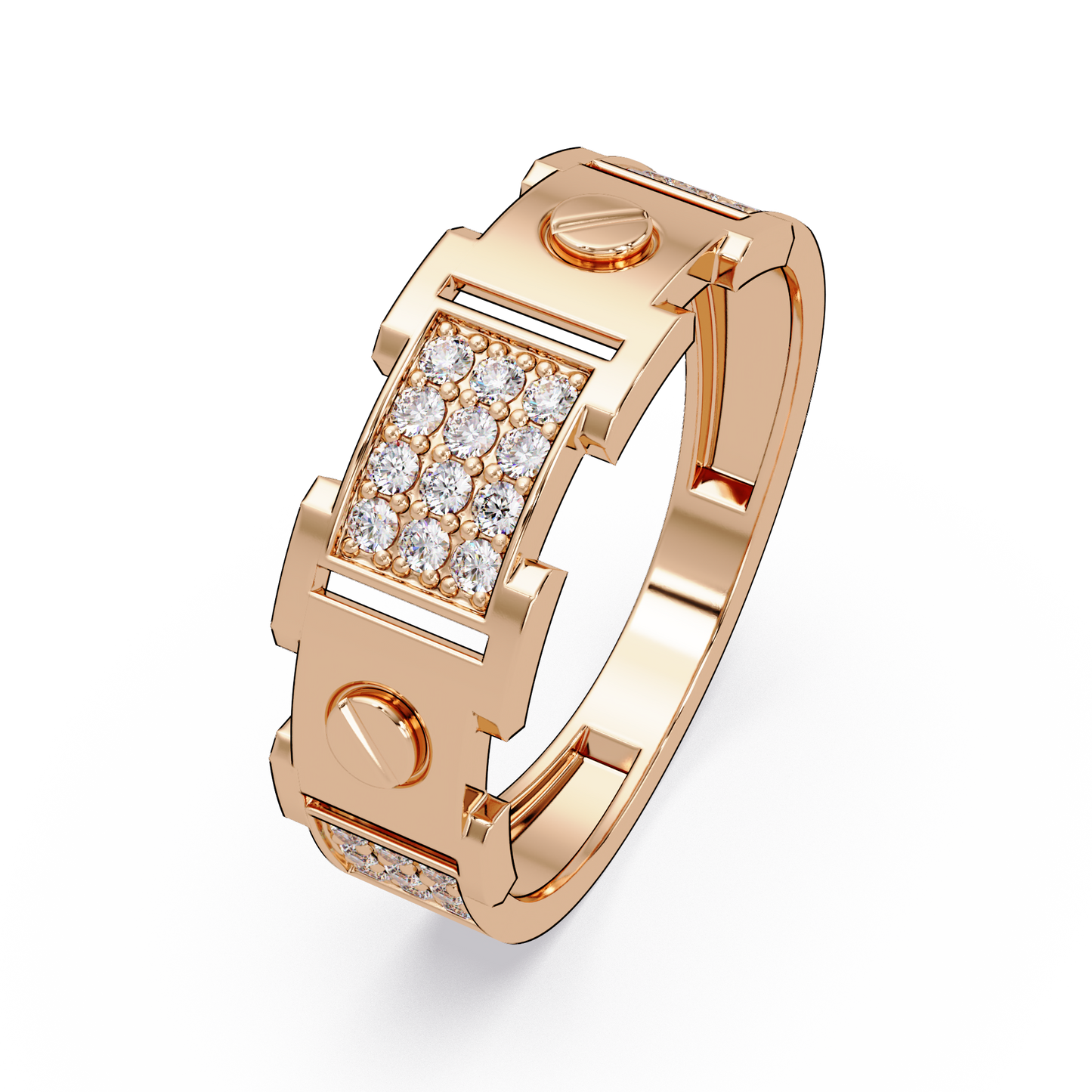 Round Lab grown Diamond Center Wide Band Ring - HIGHCARAT DIAMONDS