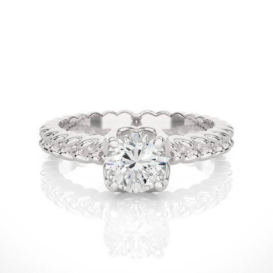 Minimalist Twisted Ring featuring round lab grown diamond center stone
