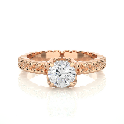 Lab Grown Round Diamond Minimalist Twisted Ring with polished band design