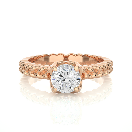 Lab Grown Round Diamond Minimalist Twisted Ring with polished band design