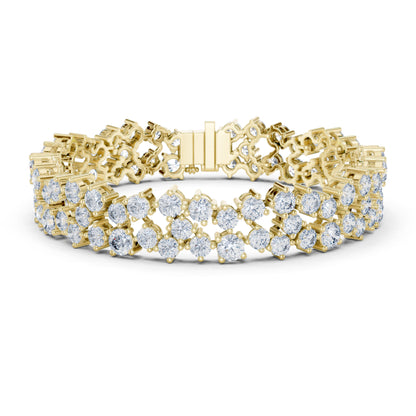 14.10 Ct Round Cut High Quality Lab Grown Diamond Vintage 14k Solid Yellow Gold Classic Perfect Wedding Wear Tennis Bracelet - HIGHCARAT DIAMONDS