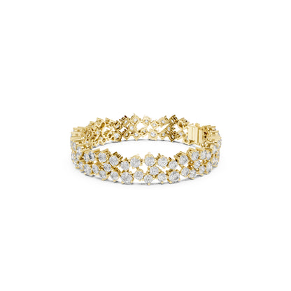 14.10 Ct Round Cut High Quality Lab Grown Diamond Vintage 14k Solid Yellow Gold Classic Perfect Wedding Wear Tennis Bracelet - HIGHCARAT DIAMONDS