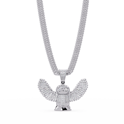 Lab Grown Round Diamond Owl Wing Pendant Chain - HIGHCARAT DIAMONDS