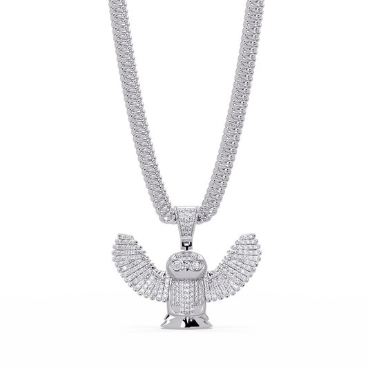 Lab Grown Round Diamond Owl Wing Pendant Chain - HIGHCARAT DIAMONDS