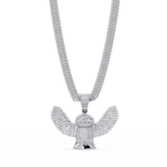 Lab Grown Round Diamond Owl Wing Pendant Chain - HIGHCARAT DIAMONDS