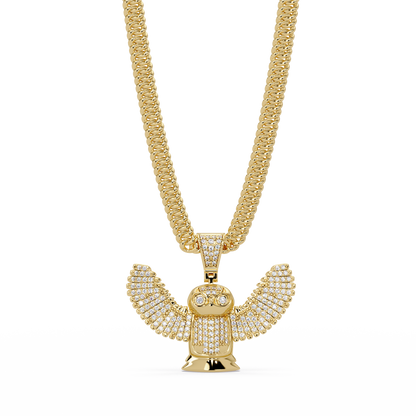 Lab Grown Round Diamond Owl Wing Pendant Chain - HIGHCARAT DIAMONDS
