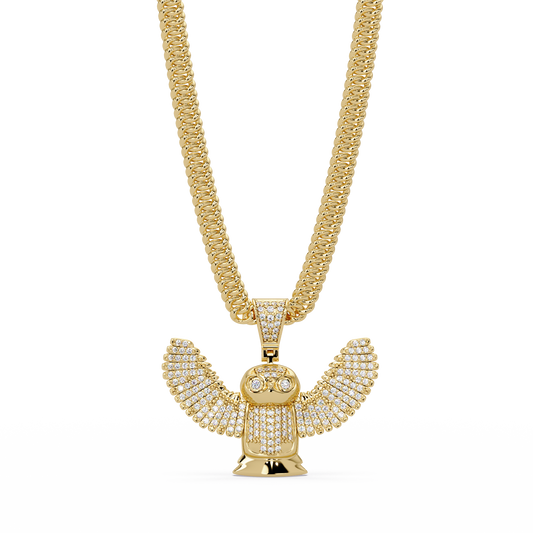 Lab Grown Round Diamond Owl Wing Pendant Chain - HIGHCARAT DIAMONDS