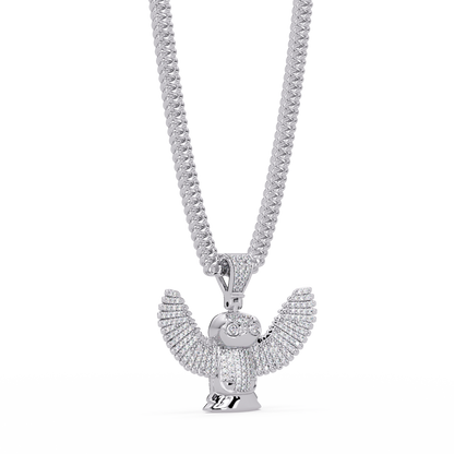 Lab Grown Round Diamond Owl Wing Pendant Chain - HIGHCARAT DIAMONDS