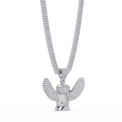 Lab Grown Round Diamond Owl Wing Pendant Chain - HIGHCARAT DIAMONDS