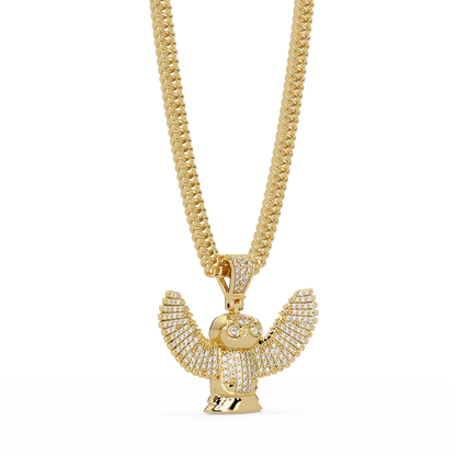 Lab Grown Round Diamond Owl Wing Pendant Chain - HIGHCARAT DIAMONDS