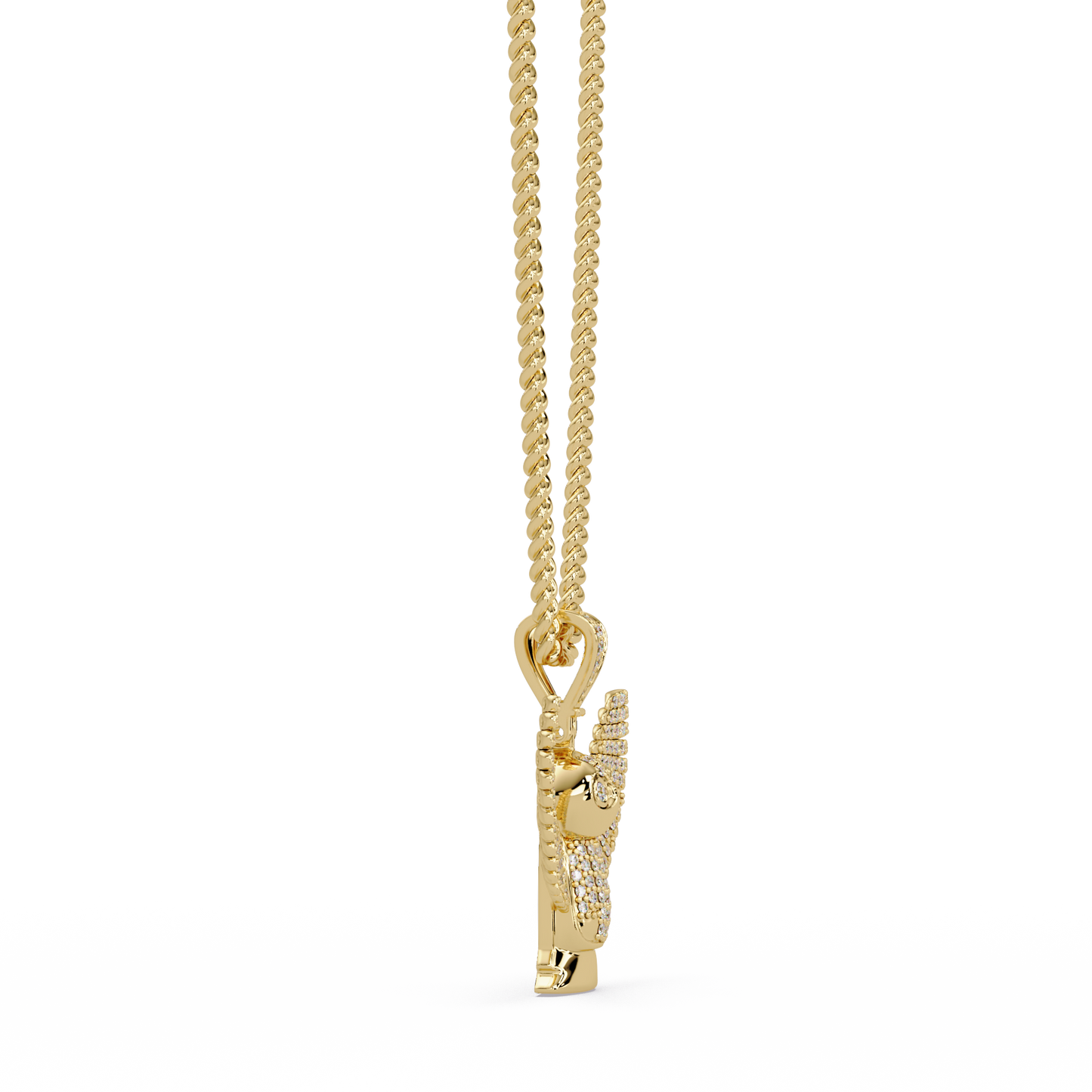 Lab Grown Round Diamond Owl Wing Pendant Chain - HIGHCARAT DIAMONDS