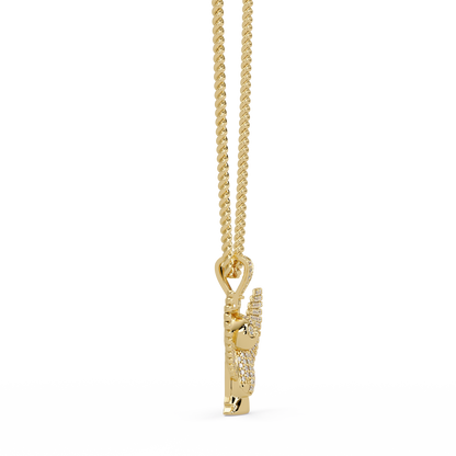 Lab Grown Round Diamond Owl Wing Pendant Chain - HIGHCARAT DIAMONDS