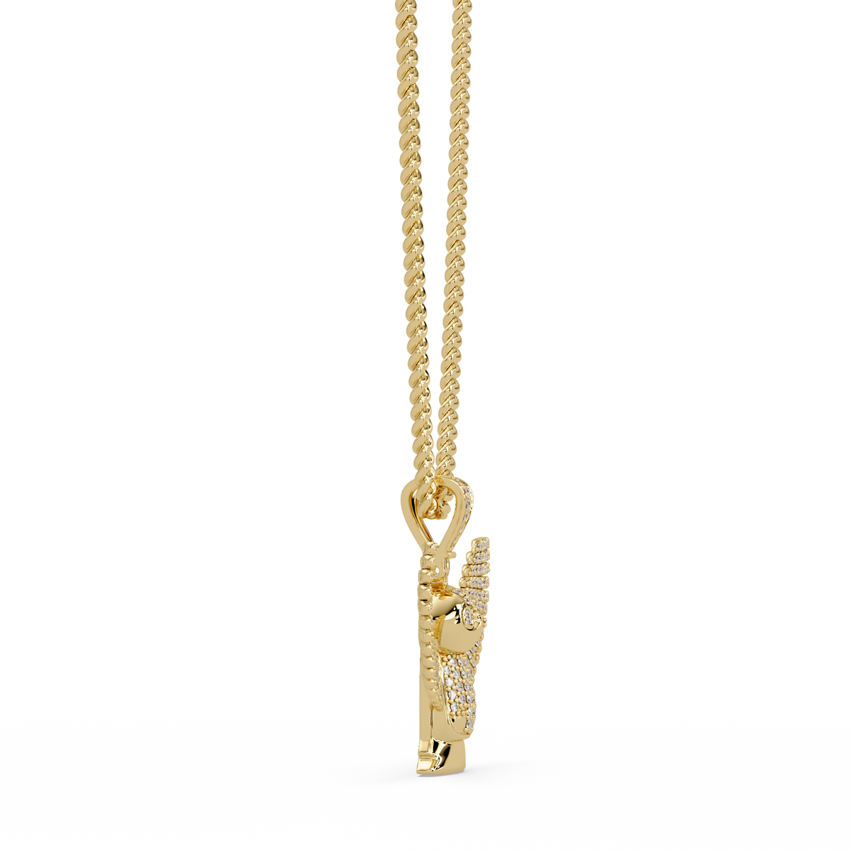 Lab Grown Round Diamond Owl Wing Pendant Chain - HIGHCARAT DIAMONDS