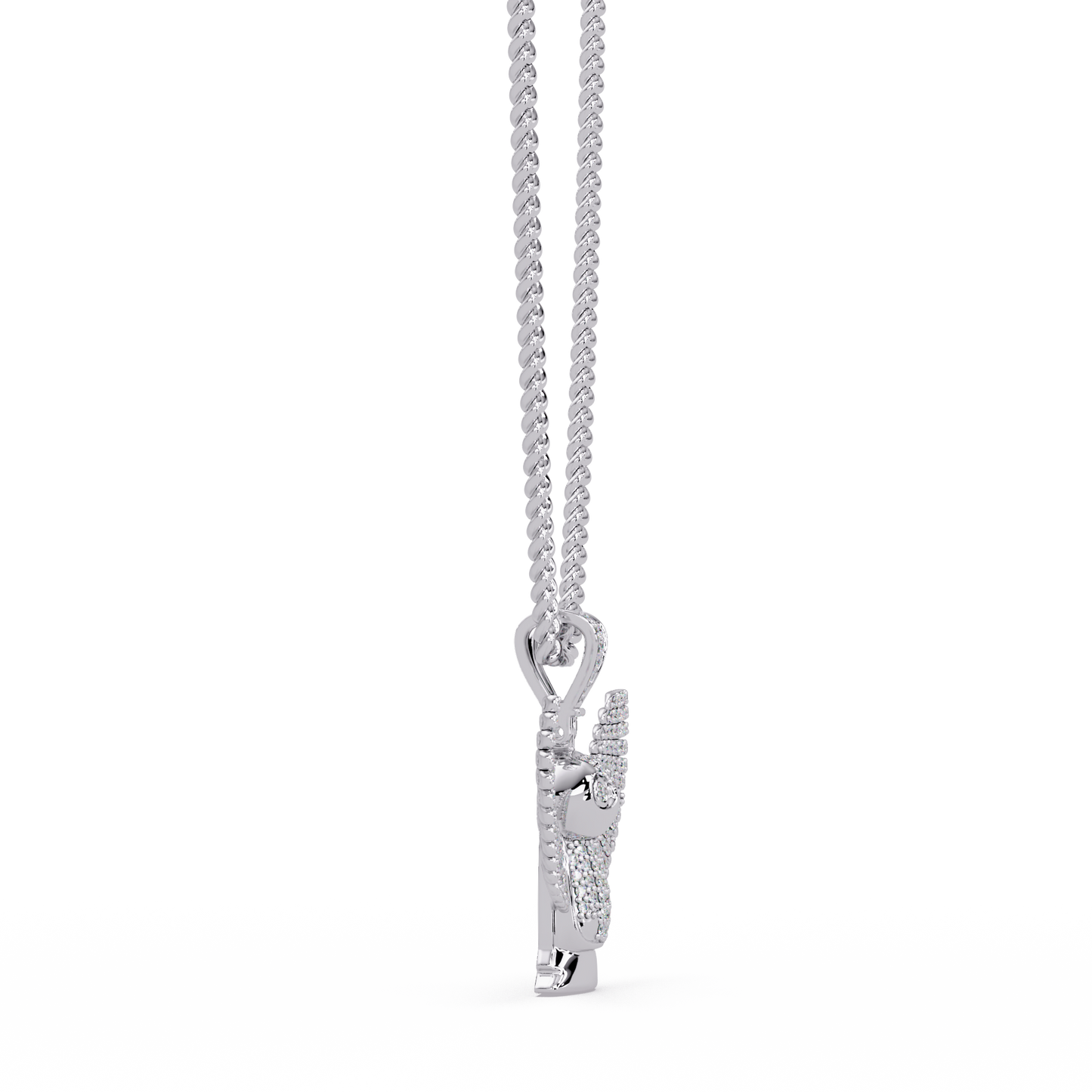 Lab Grown Round Diamond Owl Wing Pendant Chain - HIGHCARAT DIAMONDS